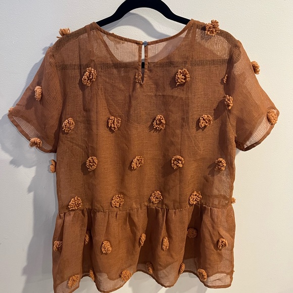 Entro Brown Pom-Pom Detail Women's Top - Picture 6 of 6